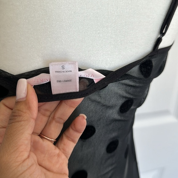 Victoria’s Secret Sheer Black Polka Dot Spaghetti Strap Lingerie - Small - Picture 7 of 7